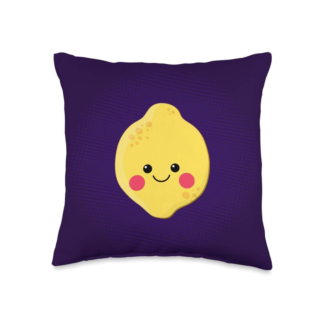 7608 Cute Kawaii Lemon Fruit Smiling Happy Face Funny Art Graphic Throw